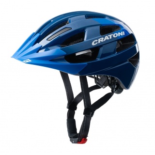 Cratoni Fahrradhelm Velo X (Reflektoren, Nackenschutz, Gurtbandführung, abnehmbares Visier, 220g, glänzend) blau